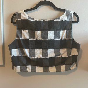 Urban Outfitters Black and White Crop Top with Button Back